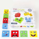 Unisex Children's Wooden Building Blocks Face-Changing Cube Board Game Educational Parent-Child Toy with Challenge Levels