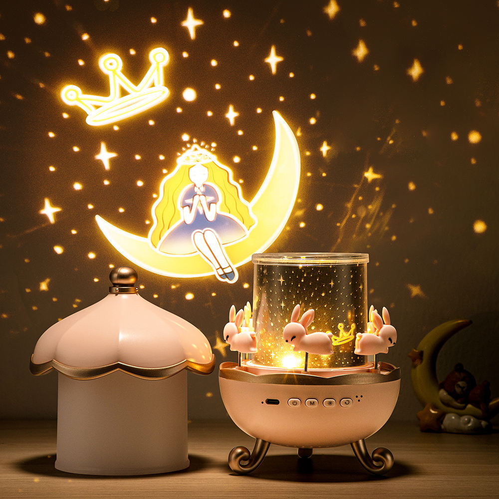 H935355695f0b49349b9579676282aa25k.jpg Rotating Star & Unicorn Dream Projector Lamp – 6 Projections, Night Light for Kids Room - Image 1